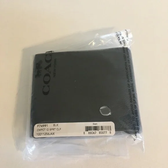 Men’s black leather Coach 3 in 1 wallet NWT. ID card holder slides out - Picture 11 of 16